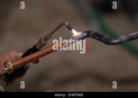 hydraulic, copper welding Stock Photo