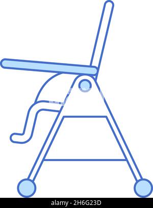 Baby feeding chair thin line icon Stock Vector