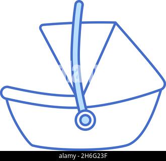 Baby car seat thin line icon isolated on white Stock Vector