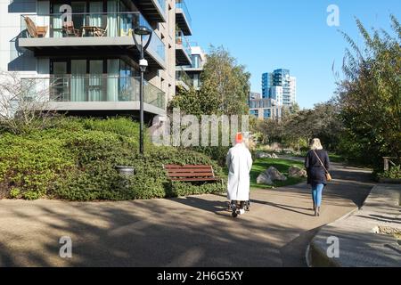 Modern residential buildings in Woodberry Down next to Woodberry Wetlands nature reserve in Hackney, London England United Kingdom UK Stock Photo