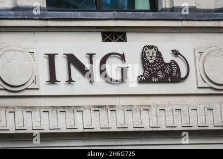 ING Bank branch on Moorgate in London, England, United Kingdom, UK Stock Photo