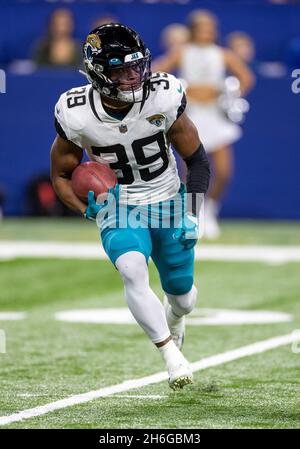 Jacksonville, Florida, USA. January 7, 2023: Jacksonville Jaguars wide  receiver JAMAL AGNEW (39) gets tackled after returning the ball during the  Jacksonville Jaguars vs Tennessee Titans NFL game at TIAA Bank Field