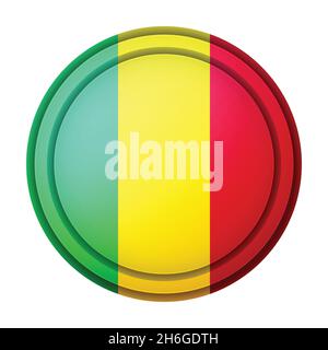 Glass light ball with flag of Mali. Round sphere, template icon. National symbol. Glossy realistic ball, 3D abstract vector illustration highlighted Stock Vector