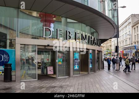 Liverpool, UK: Debenhams store on corner of St John Street and Lord Street in the city centre. Stock Photo