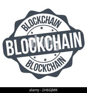 Blockchain grunge rubber stamp on white background, vector illustration Stock Vector