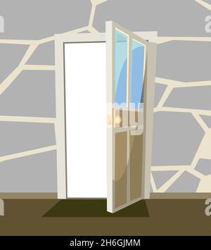 Open door house background flat design isolated Vector Image