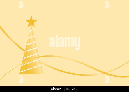 Modern golden Christmas tree with star - Vector Illustration Stock Vector