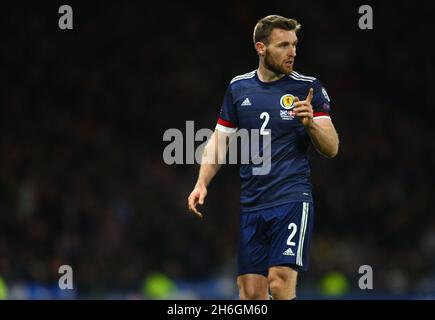 15th November 2021; Hampden Park, Glasgow, Scotland, FIFA World Cup 2022 qualification football, Scotland versus Denmark;  Stephen ODonnell of Scotland Stock Photo