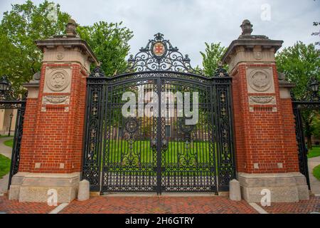 Van Wickle Gates is the main entrance to Brown University main campus on Prospect Street at College Street on College Hill in city of Providence, Rhod Stock Photo