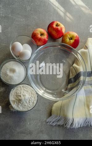 ingredients for apple pie, free space Stock Photo
