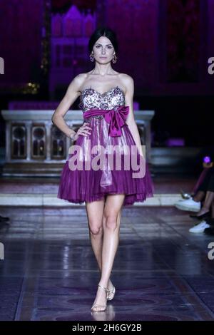 November 15, 2021 - Models on the catwalk during the Rome Fashion White show in the Anglican church if St. Paoul inside the wall in Rome, Italy. © Evandro Inetti via ZUMA Wire) (Credit Image: © Evandro Inetti/ZUMA Press Wire) Stock Photo