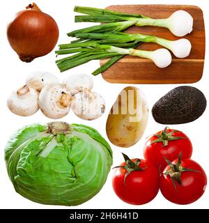 Many different types of vegetables over white background Stock Photo