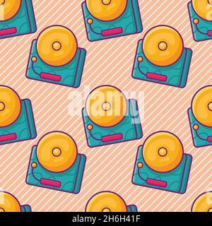 school bell seamless pattern vector illustration Stock Vector