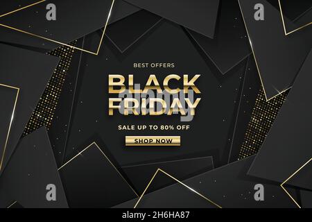 realistic polygonal black friday background vector design illustration Stock Vector