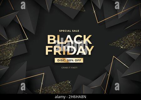 realistic polygonal black friday background vector design illustration Stock Vector