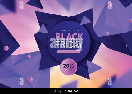realistic polygonal black friday background vector design illustration Stock Vector