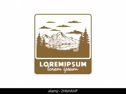 Night mountain camper van illustration drawing design Stock Vector ...