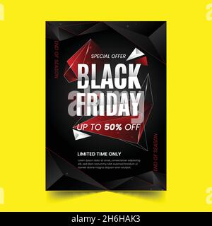 gradient polygonal black friday vertical poster template vector design illustration Stock Vector