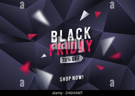 realistic polygonal black friday background vector design illustration Stock Vector