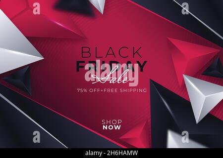 realistic polygonal black friday background vector design illustration Stock Vector