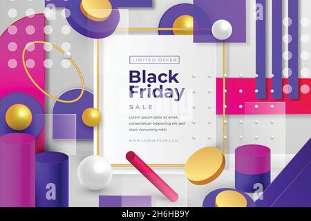 realistic 3d black friday background vector design illustration Stock Vector