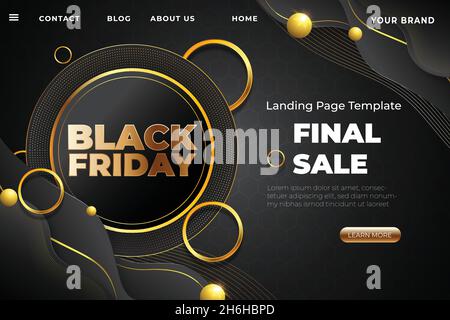 realistic black friday landing page template vector design illustration Stock Vector