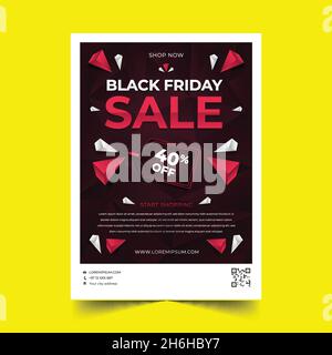 gradient polygonal black friday vertical poster template vector design illustration Stock Vector