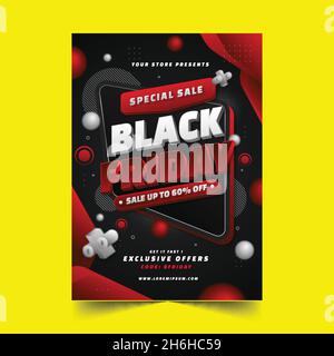 realistic 3d black friday vertical poster template vector design illustration Stock Vector