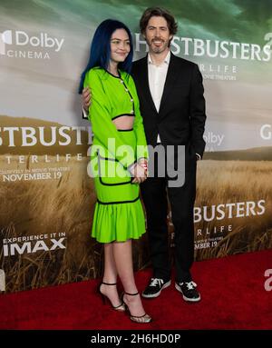 New York, USA. 15th Nov, 2021. Director Jason Reitman (R) and daughter Josephine Reitman (L) attend the premiere of 'Ghostbusters: Afterlife' at AMC Lincoln Square in New York, New York, on Nov. 15, 2021. (Photo by Gabriele Holtermann/Sipa USA) Credit: Sipa USA/Alamy Live News Stock Photo