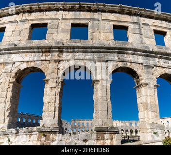 Pula, Croatia - 27 October, 2021: view of the Pula Arena in Istria in northeastern Croatia Stock Photo