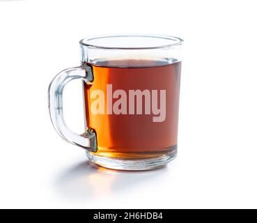 Tea in glass cup isolated on white background. Stock Photo