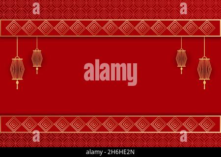 traditional Chinese red background with copy space area. chinese new year background Stock Vector