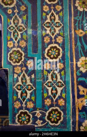 Ottoman ancient Handmade Turkish Tiles with floral patterns Stock Photo