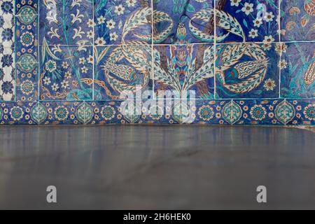 Ottoman ancient Handmade Turkish Tiles with floral patterns Stock Photo