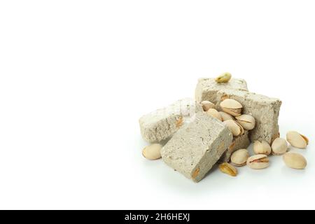 Halva with pistachio isolated on white background Stock Photo