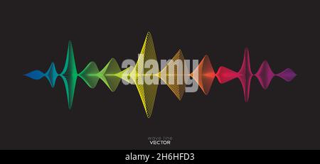 Sound waves equalizer multicolor on black  background in vector format Stock Vector