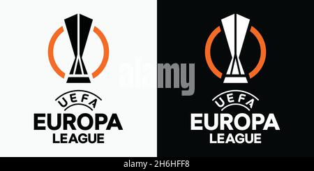 Rome, ITALY - SEPTEMBER 16, 2021 the group stage of the new UEFA EUROPA LEAGUE starts again. Event New logo. Vector Editorial illustration. Stock Vector