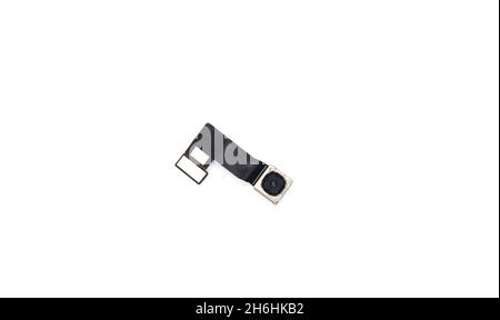 Mobile camera on white background with selective focus Stock Photo