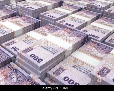 Money of Sri Lanka. Rupee  bills. LKR banknotes. 500 Sinhala. Business, finance, news background. 3d illustration. Stock Photo