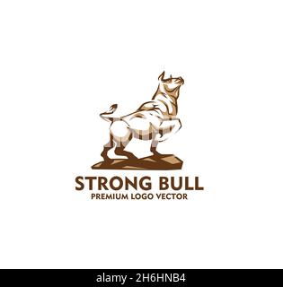 bull stand logo illustration design simple modern vector Stock Vector