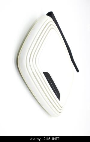 A picture of router isolated on white background with selective focus Stock Photo