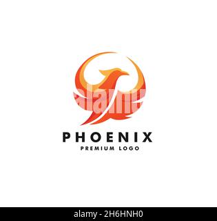 Creative simple phoenix bird circle logo concept, best phoenix bird logo design Stock Vector