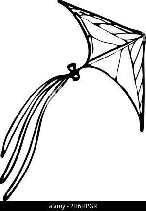 Kite doodle hand drawn outline icon. Vector sketch illustration of kite for print, web, mobile and infographics isolated on white background. Stock Vector
