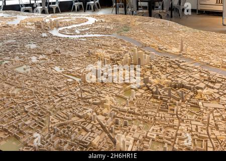 New London Architecture's New London Model, a large scale model showing off most of central London, Coal Drops Yard, King's Cross, London. Stock Photo