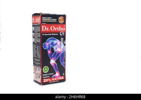 Noida , Utter pardesh , India - october 19 2021 , dr ortho oil , A picture of dr ortho oil on white background with selective focus in noida october 1 Stock Photo