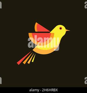 vector design. logo created from simple flat orange bird logo. Stock Vector