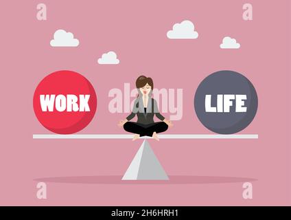 Work Life Balance Vector Illustration of Person Balancing with Job and ...