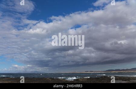 Landscapes around lighthouse Faro de Toston close to El Cotillo village in La Oliva municipality of Fuerteventura, Canary Islands Stock Photo