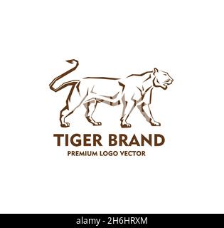 simple and stylized tiger standing poses logo vector Stock Vector