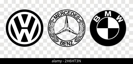 Vinnitsa, UKRAINE - DECEMBER 12, 2020: logos popular German brands of cars:  Mercedes, audi, BMW and Volkswagen, vector Stock Vector Image & Art - Alamy